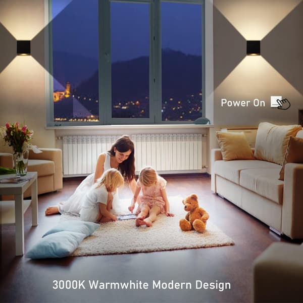 LED-seinävalaisin 2 kpl, IP65 musta seinävalaisin, 3000K 6W ulkoseinävalaisin