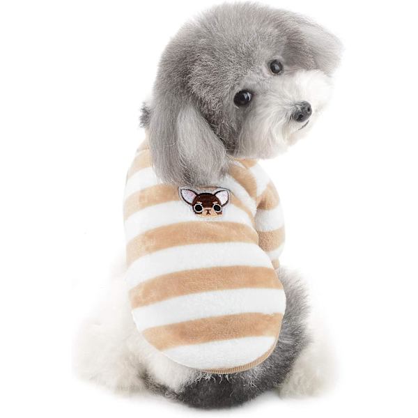 Vinter Sweater Coral Fleece Jakke Hvalp Hvalp Kat Stribet Varm C