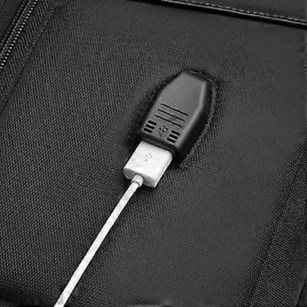 Ryggsäck USB herrryggsäck Andningsbar slitstark affärsdatorväska resväska student skolväska (Mörkgrå)