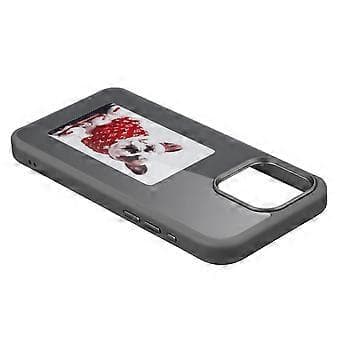 3-farvet E Ink-etui kompatibelt med iPhone 14 / 13 NFC-skærm Vis ethvert billede eller design (sort)