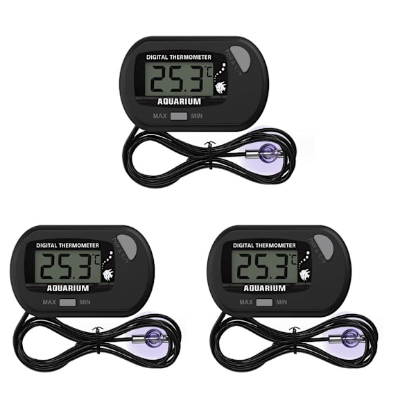 (3-pack) Digital LCD-akvarie termometer med sugkoppar och vattentät sond för akvarium fisk tank