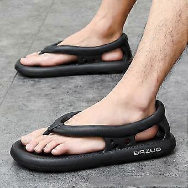 Dame Herre Skridsikre Slippers, Unisex ComFort Bazuo Slippers, Skridsikre Bazuo Flip Flops (40-41 Sort)