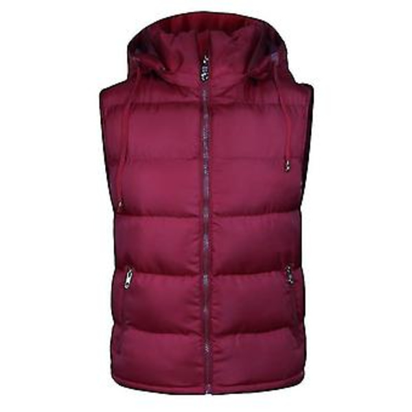 Herrar Padderad Slim Fit Ärmlös Jacka Avtagbar Huva Väst (4XL Röd)