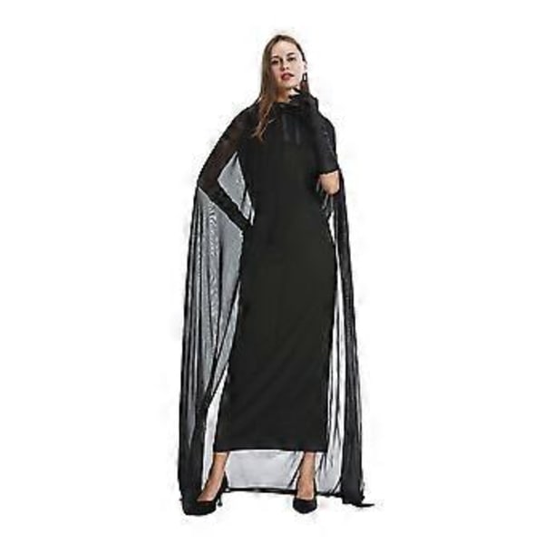 Voksen Hexe Vampyr Cosplay Party Kostyme Halloween Scene Kjole + Hettekappe Kostyme Sett (M)
