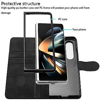 Elefant Præget PU-etui til Samsung Galaxy Z Fold5 5G (Sort)
