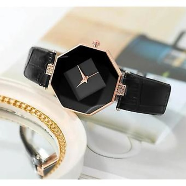 Klocka Presentförpackning för Kvinnor Dam Svart & Guld KLOCKA + ARMBAND 2st Set( )
