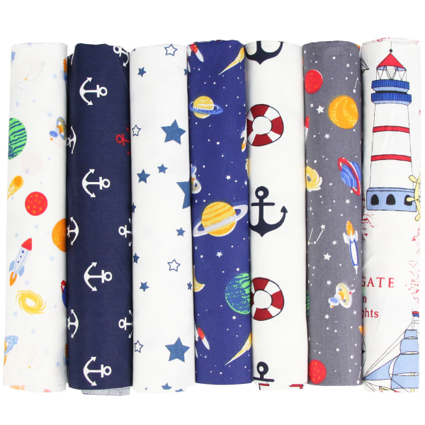 (Tone-Aviation)Set av 7 st 50 x 50 cm Patchwork Bomullstyg DIY