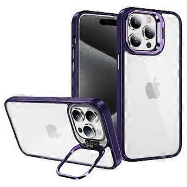Til iPhone 14 Pro Etui Linsramme Støttefod TPU+Akryl Telefon Cover (Style E)
