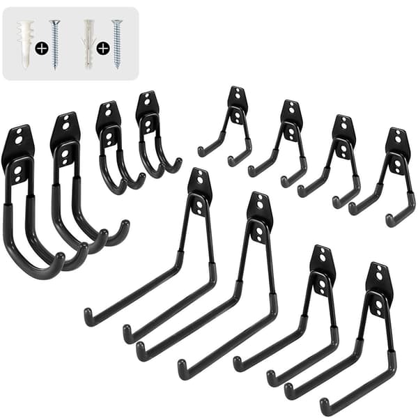 12-pack garageförvaringsdubbelkrokar, väggkrokar, apparatkrokar,