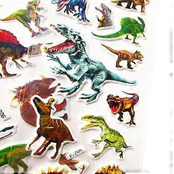 20 stk Dinosaur Puffy Stickers til Skolepriser, Dagbøger og Dekoration - Forudskåret og Genanvendelige