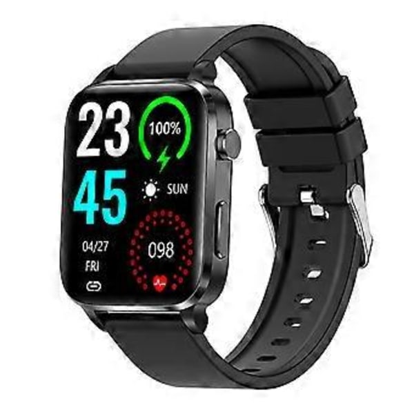 NY Smartklocka, Bluetooth-klocka med textmeddelanden, puls, sömnmonitor Wolf Notch Smart Watch Blodsocker för kvinnor (Svart)