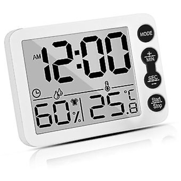 Hygrometer och digital rumstermometer för inomhusbruk med väckarklocka, för hem, kontor (Svart)