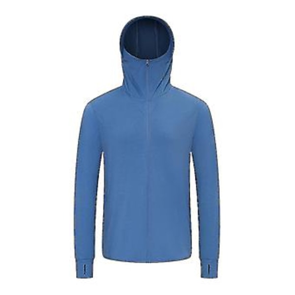 Sommarjacka med UPF 50+ UV-skydd för kvinnor och män - Solskyddande, Andningsbar, Huva, Fiske, Sporttröja, Cykling, Cardigan -c (XL blå för män)