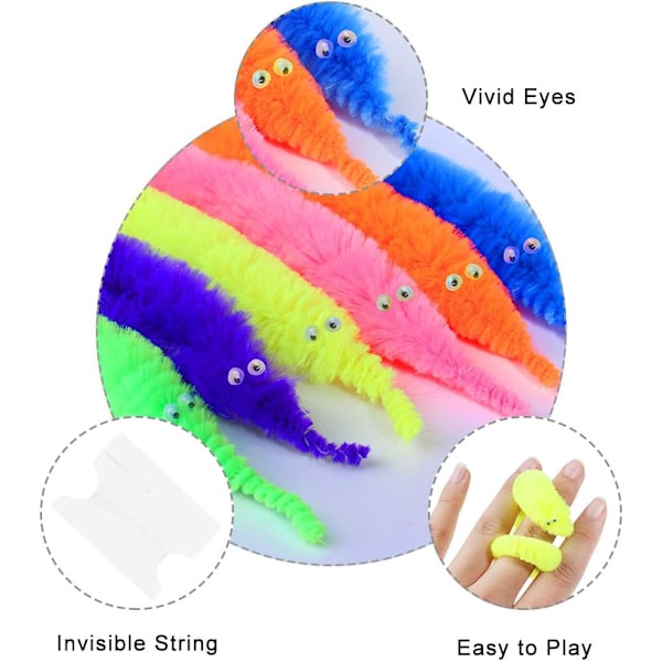8-pack Magic Worm Toys Twist Twist Plyschmaskar för Karneval K