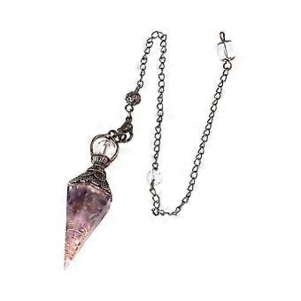 Heksagonal Krystal Pendul Reiki Halskæde til Energibalancering Meditation Pink (Lilla Gylden)