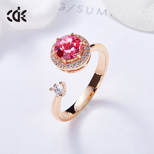 Krystal Angstlindrende Spinder Ring, Rund Zirkon Spinder Ring
