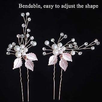 Bryllupshårspænder (3 stk.) - Elegante Perle- og Krystalhårtilbehør til Bruden (Rosenguld)
