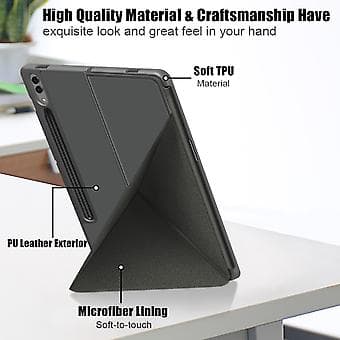 Flera vikbara läderfodral för surfplatta för Samsung Galaxy Tab S9 (Grå)