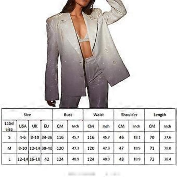 Ny Glitter Sequin Blazer Dragt Åben Frakke Jakke Damer Fest Udendørs  hurtig(L )