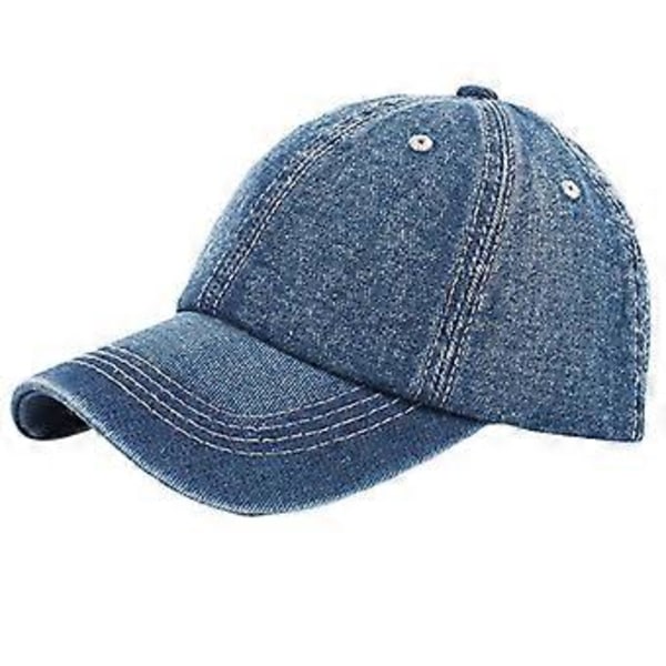 Unisex Vintage Tvättad Denim Baseball Keps Blank Casquette Justerbar Snapback Blå (Blå)