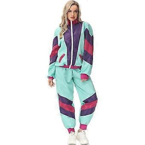 Rave-outfit för kvinnor, glänsande crop top-hoodie, metalliska vardagsbyxor, huvtröja, träningssweatshirt, discodans-klubbkläder (Small Mint Green)