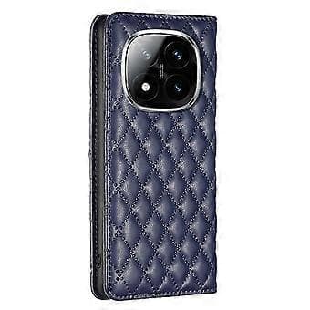 Til Redmi Note 14 Pro 5G / Note 14 Pro+ 5G Diamant Gitter Magnetisk Læder Flip Telefon Cover (Blå)