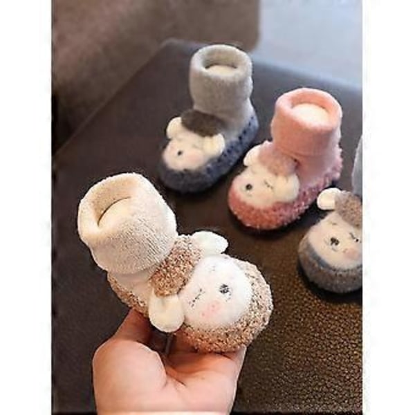 Sukat Taapero Litteät Vastasyntynyt Vauva Poika Tytöt Taaperot Pehmo 1 Pari Pehmeät Liukueste Sisätossut Eläimet Tossut Uudet (XL Harmaa)