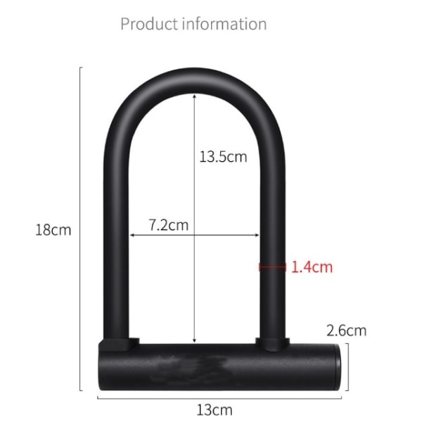 Cykellås, U-lås cykellås med 1,2 m fleksibelt stålkabel og tung