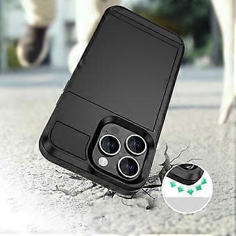 For iPhone 15 Pro Max PC+TPU Telefondeksel med skyvekortholder, anti-fall bakdeksel (stil E)