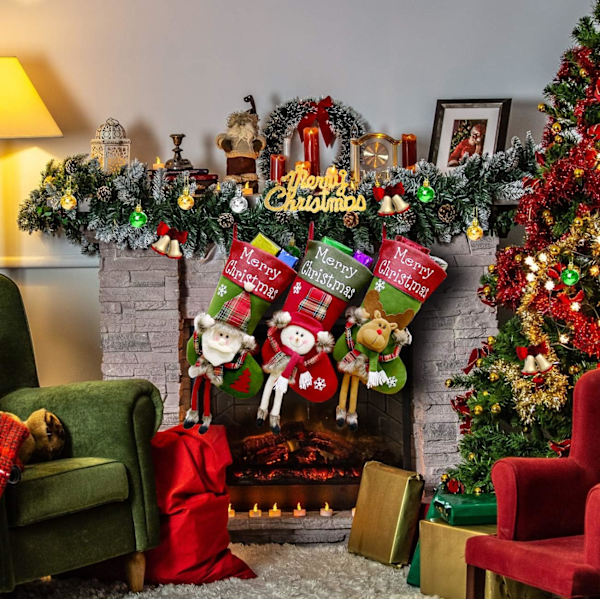 Julstrumpa, 3 st julgåvopåse, stora julstrumpor