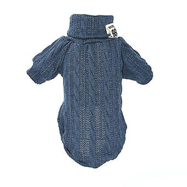 Vinter Hundetrøje Høj Hals Ensfarvet Hundetøj Varmt Bomuld Til Hvalp Lille Mellemstore Hunde Sweatshirt Jakke Chihuahua Teddy 7 Blå Grå (M )