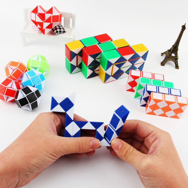 Rubiks kube magisk slange, 4 farger, 3 biter hver