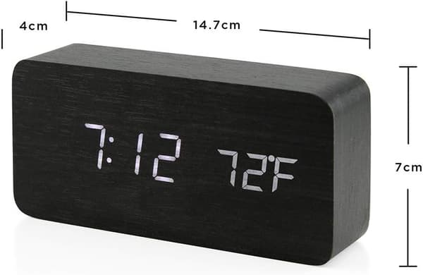 Træ Digital Vækkeur, Træ Multifunktion LED Vækkeur