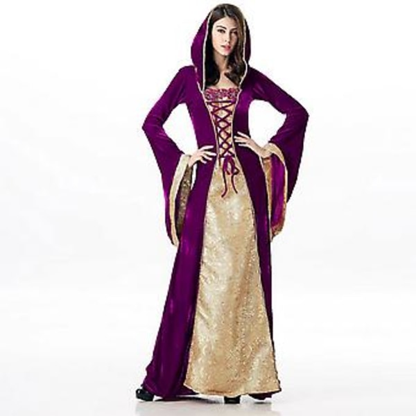 Reminisce Dam Renaissance Klänning Medeltida Kostym Irländsk Överklänning & Mytisk Chemise Set S-3XL(M Lila)