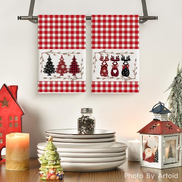 2-delat set med julmönstrade diskhanddukar, 40 x 60 cm disktrasor – Stil 47