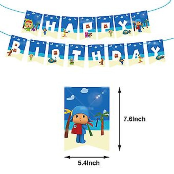 Pocoyo Cartoon Barnkalas Dekorationssatser för Barn Inkluderar Grattis På Födelsedagen Banderoller Ballonger Tårta/Muffins Toppar Set( )