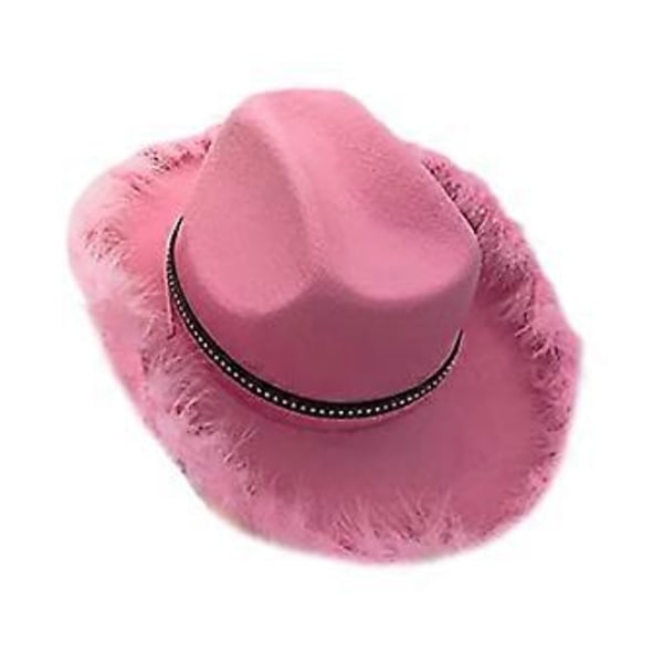Semester Cowboyhatt Fjädrar Disco Överraskningspresent för Flickor Pojkar Cowgirlhatt för Karnevaler Musikfestival Rosa (Rosa)