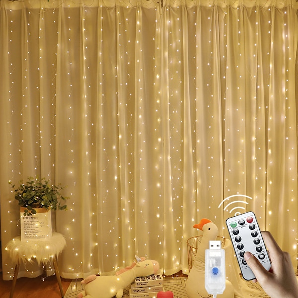 2-osainen LED-valosarja 6 * 3 metriä 600 valoa, 8-tilainen USB, sopii