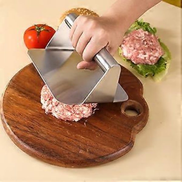 Lihapuristin Ammattimainen Tarttumaton Kestävä Pyöreä/Neliö Käsikäyttöinen Ruostumattomasta Teräksestä Valmistettu Burgeripuristin Keittiötyökalu (A)