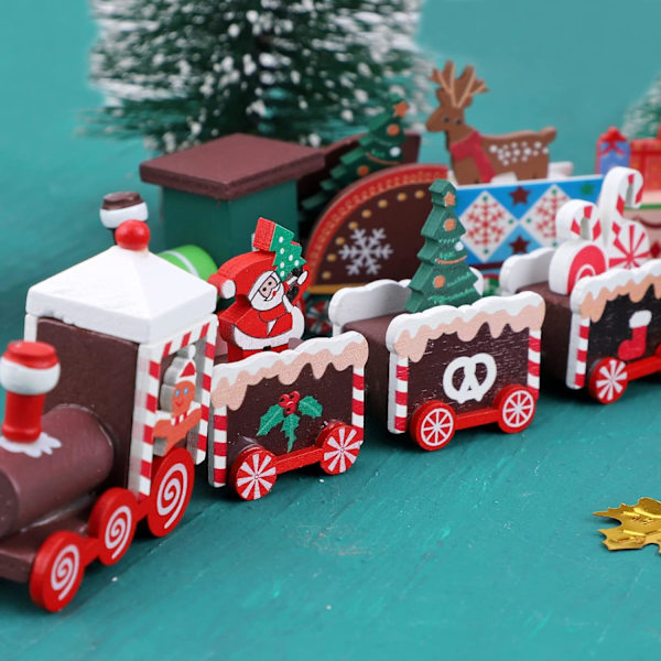 2 Träjul Tåg Mini Träjul Tåg Miniatyr Wo