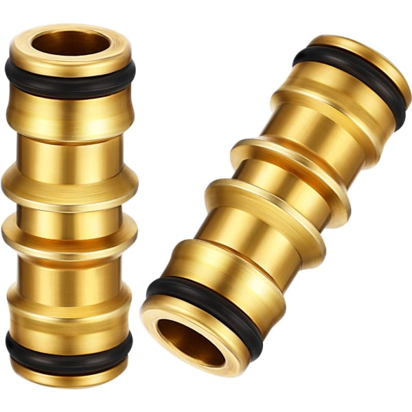 2 Pack Brass Garden Hose Connector for Garden Hose Tap (Brass Dou