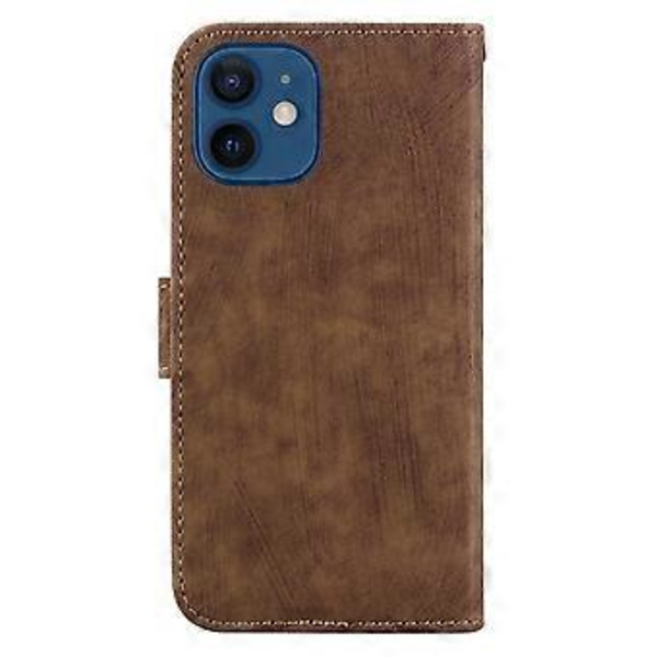 Präglad Läderfodral för iPhone 12 mini (Brun)