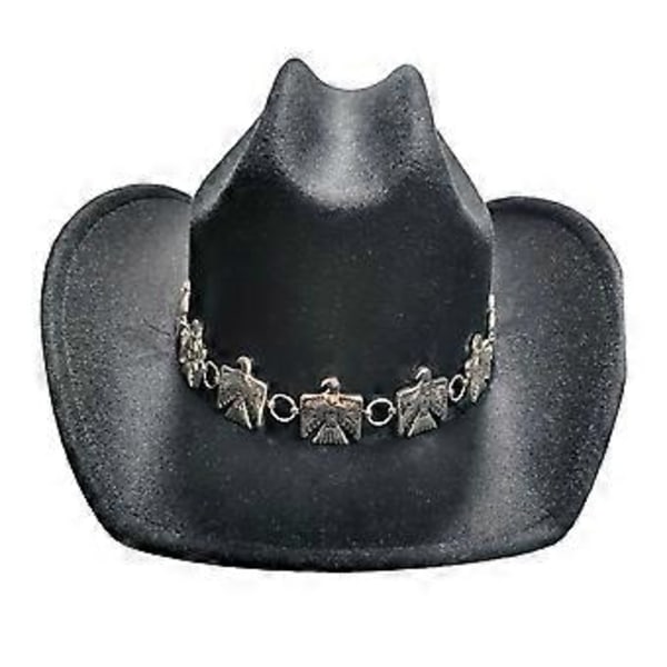 Cowboyhat til voksne med ørnespænde til kvinder, western cowboyhat, modelshow, cowboyhat, filthat, hat til voksne mænd, sort (sort)
