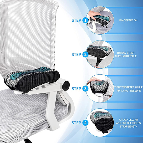 Kontorstol Armlænsbetræk - Ergonomisk Formet - Memory Shape