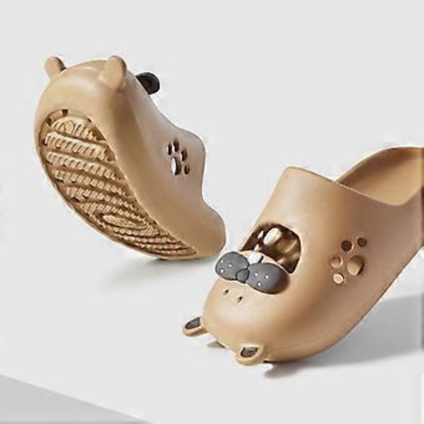 Tegneserie Dyr Sliders Sommer Skridsikre Hjemmesko Bløde Tykke Såler Hul Sko Til Kvinder (38 39 Beige)
