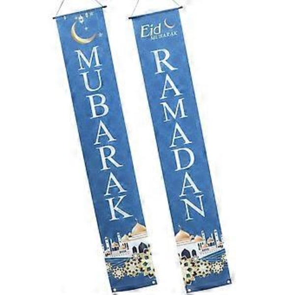 1 pari Eid-säepareja Ramadan Mubarak koristeellisia riippuvia säepareja Eid-kuistin kyltti (kuva 2)