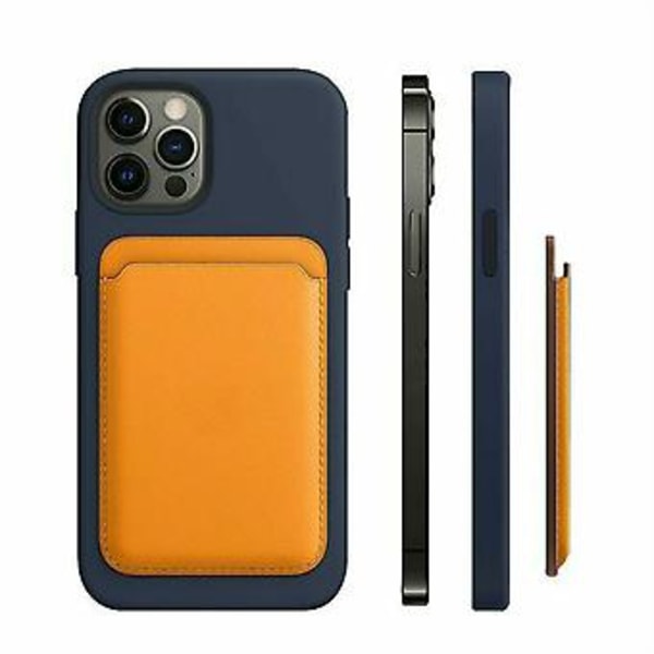 Magnetisk Læder Kort Slot Wallet Mag Safe Cover til iPhone 12 Pro Max Mini (Sort)