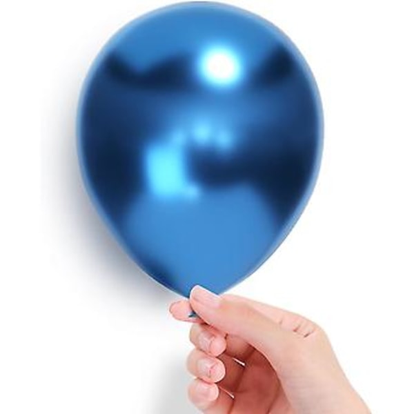 Blå Metalliska Ballonger 5 Tum 50 Stk Kromballonger Blå Latex Festballonger För Pojkar Babyshower Dop Födelsedagsfest Dekorationer