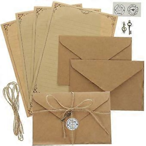 2 Set Retro Brevpapper och Kuvert Kit Skrivpapper A5 Brevpappersset Resenär Anteckningsblock Insats