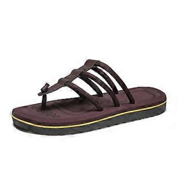 Uformelle slippers med tågrep for menn, komfortable sklisikre utendørssko for fotturer (39 Brun)